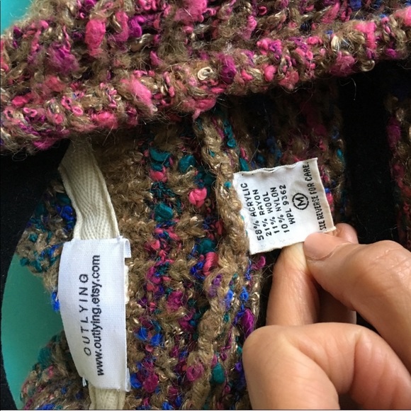 🇺🇸 One of a kind WOOL BLEND DRAPE SWEATER TOP E620 - Picture 5 of 7